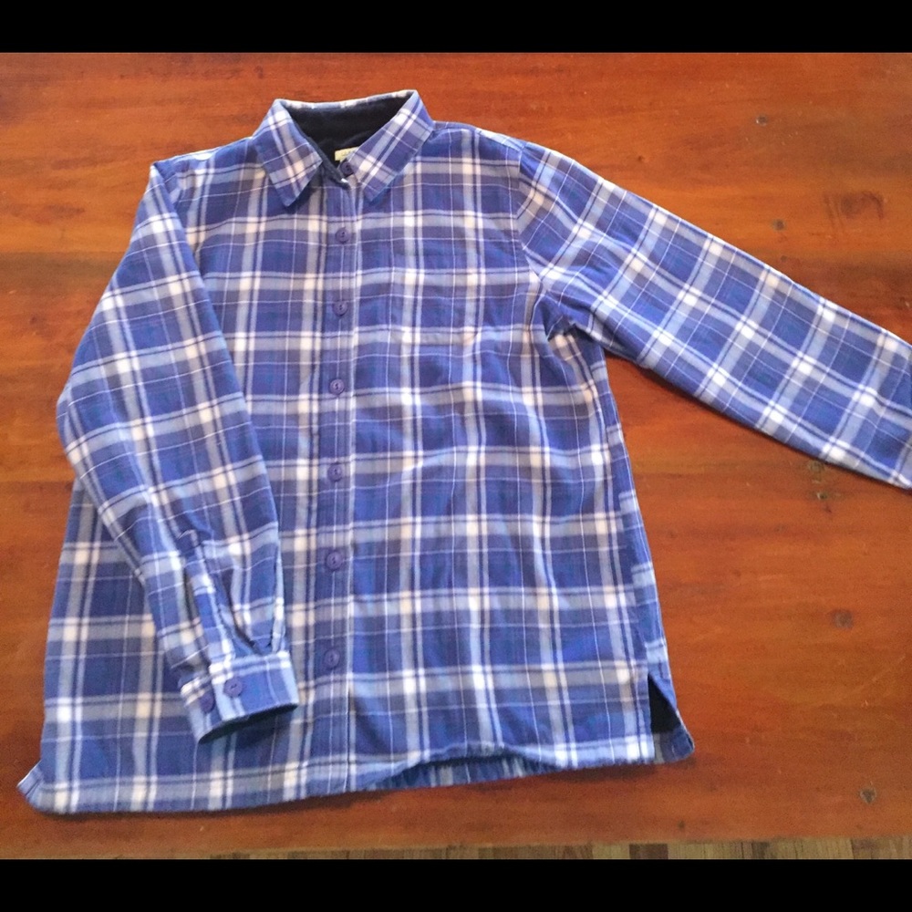 LLBean fleece lined flannel shirt